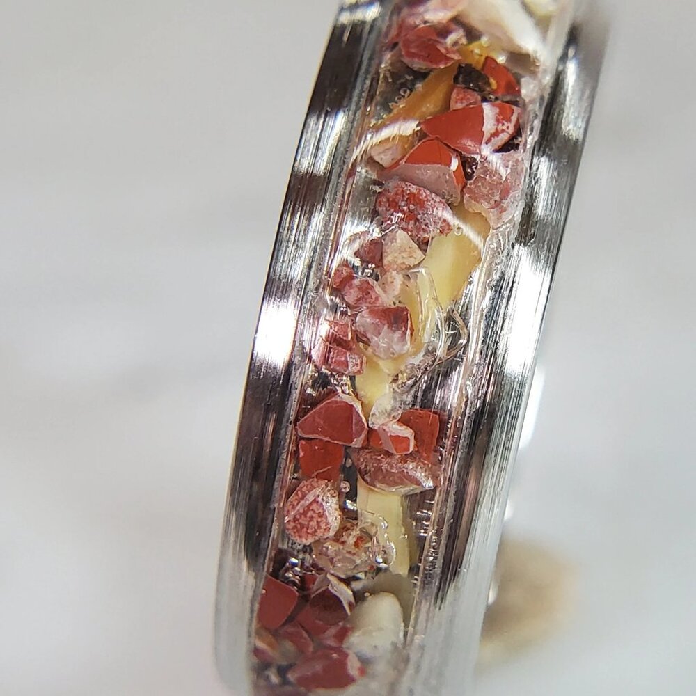 "Blood in the Water" with Shark Teeth & Red Jasper
